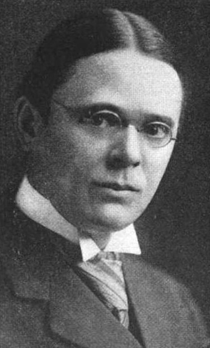 A black and white photo of a man, Roscoe Pound